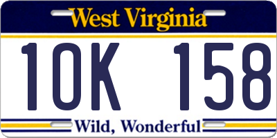 WV license plate 1OK158