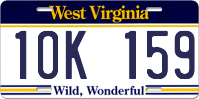 WV license plate 1OK159