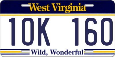 WV license plate 1OK160
