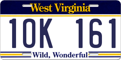 WV license plate 1OK161