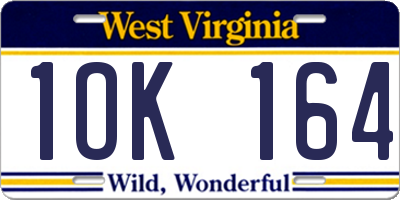 WV license plate 1OK164