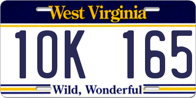 WV license plate 1OK165