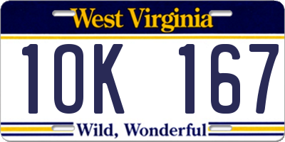 WV license plate 1OK167