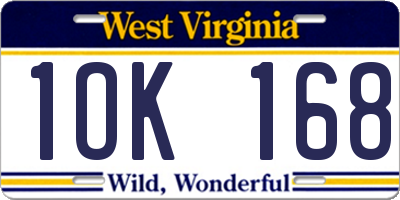 WV license plate 1OK168