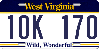 WV license plate 1OK170