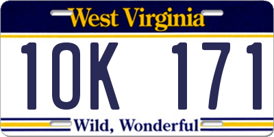 WV license plate 1OK171