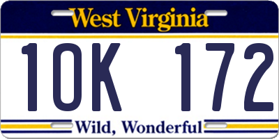 WV license plate 1OK172