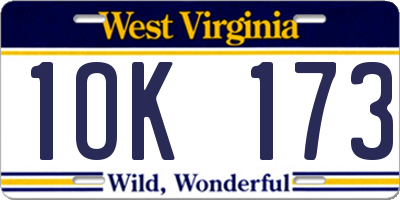 WV license plate 1OK173