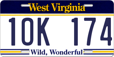 WV license plate 1OK174