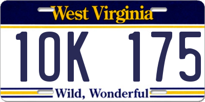 WV license plate 1OK175