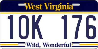 WV license plate 1OK176