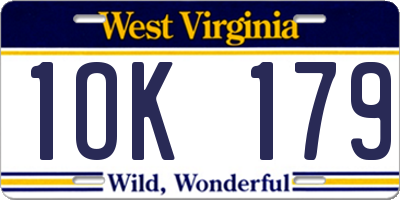 WV license plate 1OK179