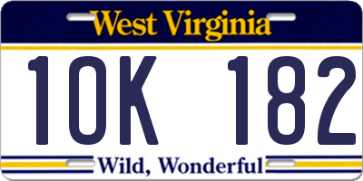 WV license plate 1OK182