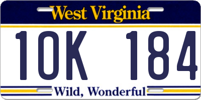 WV license plate 1OK184
