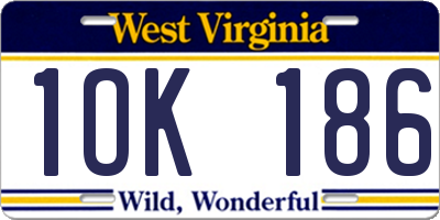WV license plate 1OK186