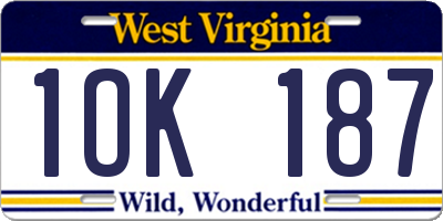 WV license plate 1OK187