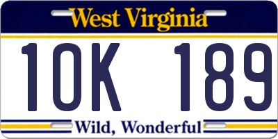 WV license plate 1OK189