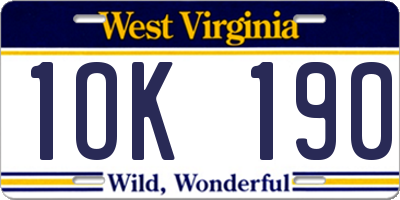 WV license plate 1OK190