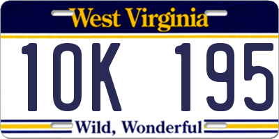 WV license plate 1OK195