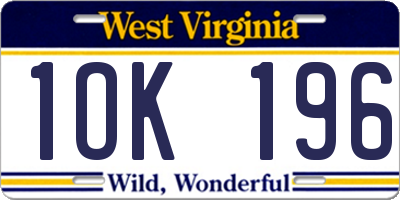 WV license plate 1OK196
