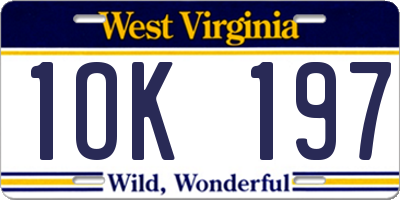 WV license plate 1OK197