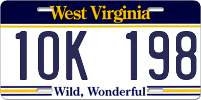 WV license plate 1OK198