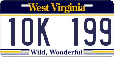 WV license plate 1OK199