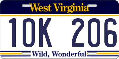 WV license plate 1OK206