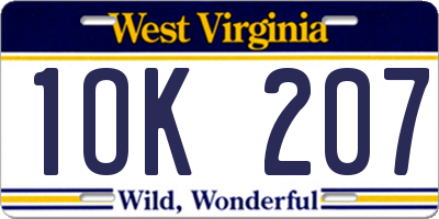 WV license plate 1OK207