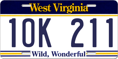 WV license plate 1OK211