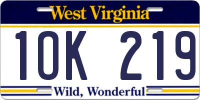 WV license plate 1OK219