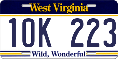 WV license plate 1OK223