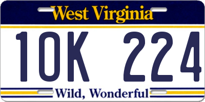 WV license plate 1OK224