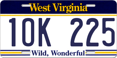 WV license plate 1OK225