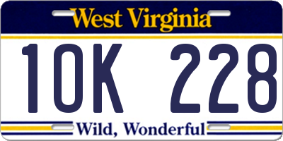 WV license plate 1OK228