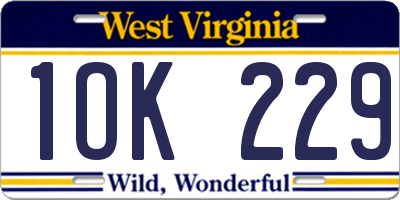 WV license plate 1OK229