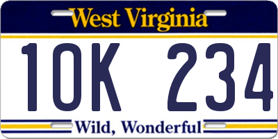 WV license plate 1OK234