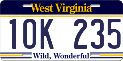WV license plate 1OK235