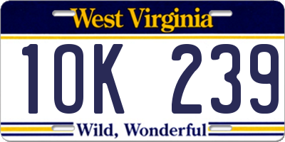 WV license plate 1OK239