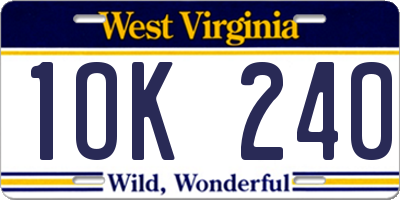 WV license plate 1OK240