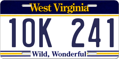 WV license plate 1OK241