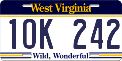 WV license plate 1OK242