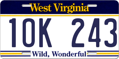 WV license plate 1OK243