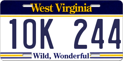 WV license plate 1OK244