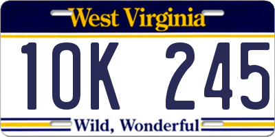 WV license plate 1OK245