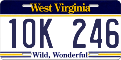 WV license plate 1OK246