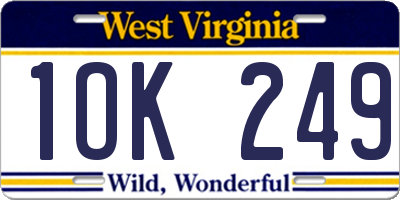 WV license plate 1OK249