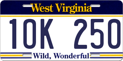 WV license plate 1OK250