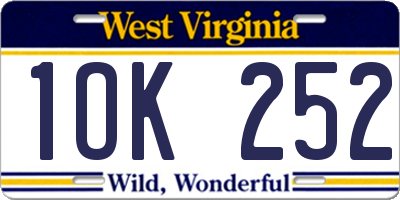 WV license plate 1OK252