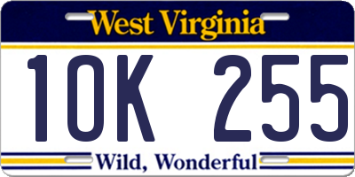 WV license plate 1OK255
